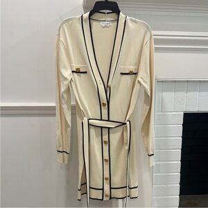 Lovers + Friends Cream Cardigan Dress with Black Trim